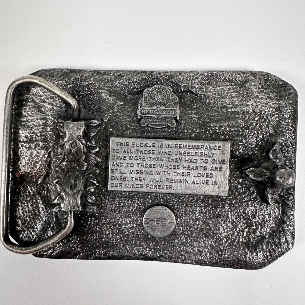 VTG Belt Buckle POW MIA Z-52/A Bergamot USA‎ Pewter 1970s You Are Not Forgotten